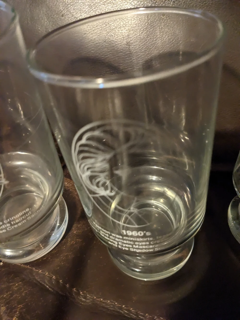 VTG Avon Collectible Set of 4 Etched Drinking Glasses, Hairstyles over Decades